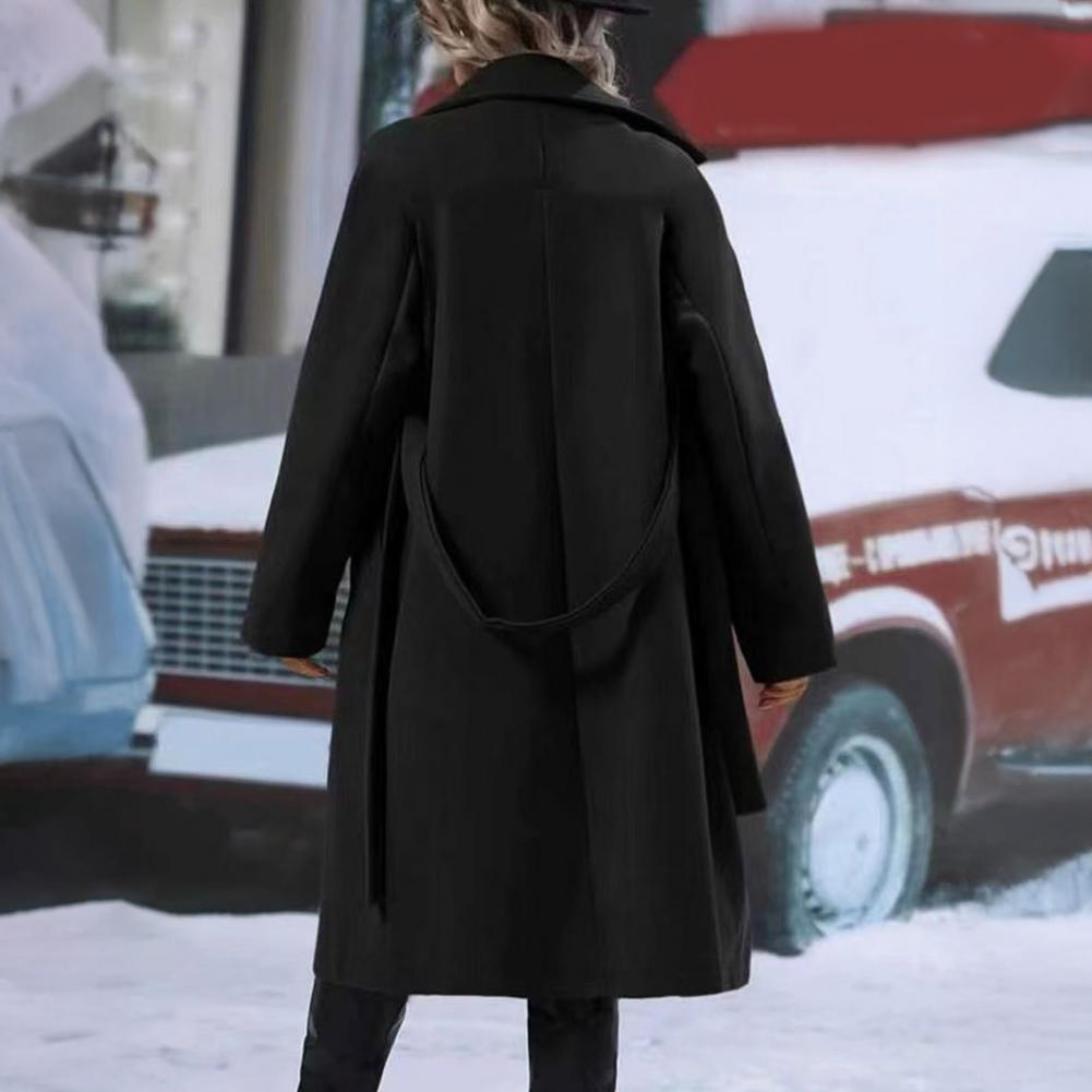 Manteau coupe-vent décontracté pour femme, Trench-Coat élégant en laine avec ceinture, pardessus Double boutonnage pour l'automne et l'hiver