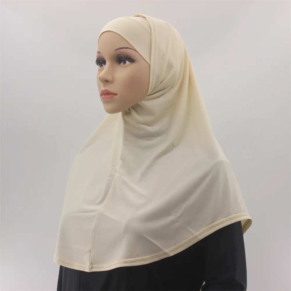 2 pièces sous-écharpe avec Hijab ensemble femmes musulmanes couverture complète foulard instantané Turban Islam prière Hijabs châles arabes envelopper Khimar