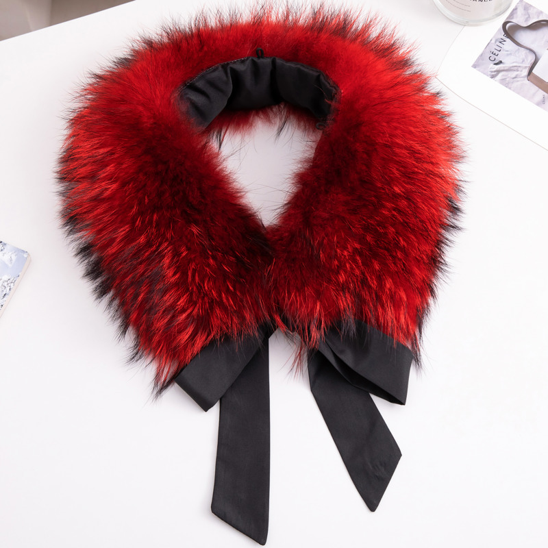 Véritable col de fourrure de raton laveur hiver cache-cou écharpe de fourrure foulards de fourrure naturelle col de fourrure de luxe pour femmes pour manteau fourrure capuche décorer