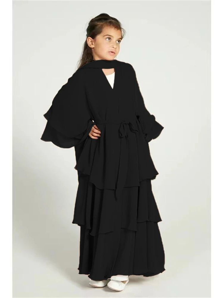 Abaya en mousseline de soie pour enfants, robe musulmane pour Ramadan, Niqab, tiens imar, Dubaï, Turquie, Islam, vêtements de prière pour femmes, Kebaya