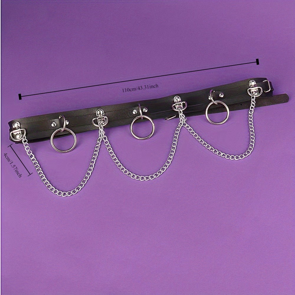 Ceinture gothique avec pompon et chaîne annulaire, adaptée à un usage quotidien des femmes, ceinture noire punk, ceinture rétro