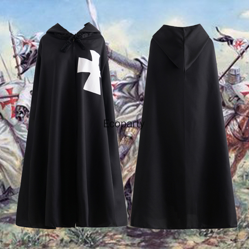 Costume croisé médiéval, Cape templier avec capuche, Robe Renaissance pour hommes, tenue d'halloween pour adultes et adolescents