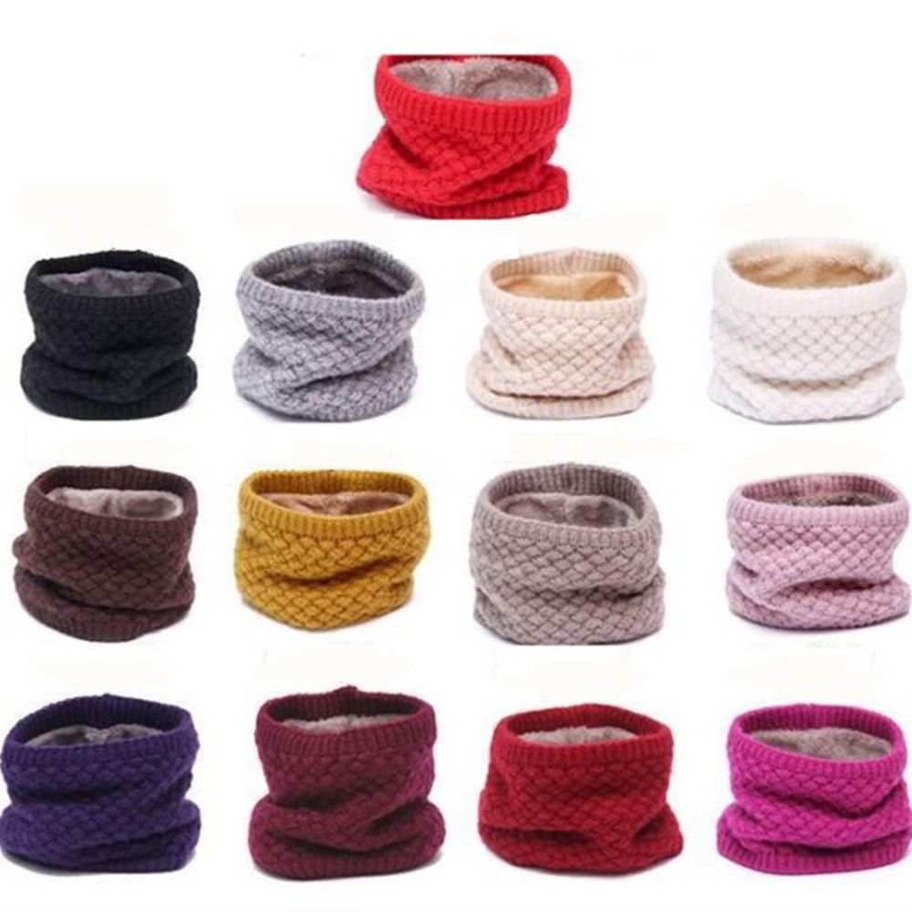 Femmes hommes tricoté cou foulards hiver chaud épais polaire à l'intérieur de la laine col anneau écharpe élastique tricot écharpe Snood foulard