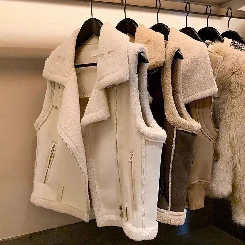 Gilet épais doublé polaire pour femmes, col Polo, vêtements multicouches, chaud, Style printemps saison, Fiber synthétique