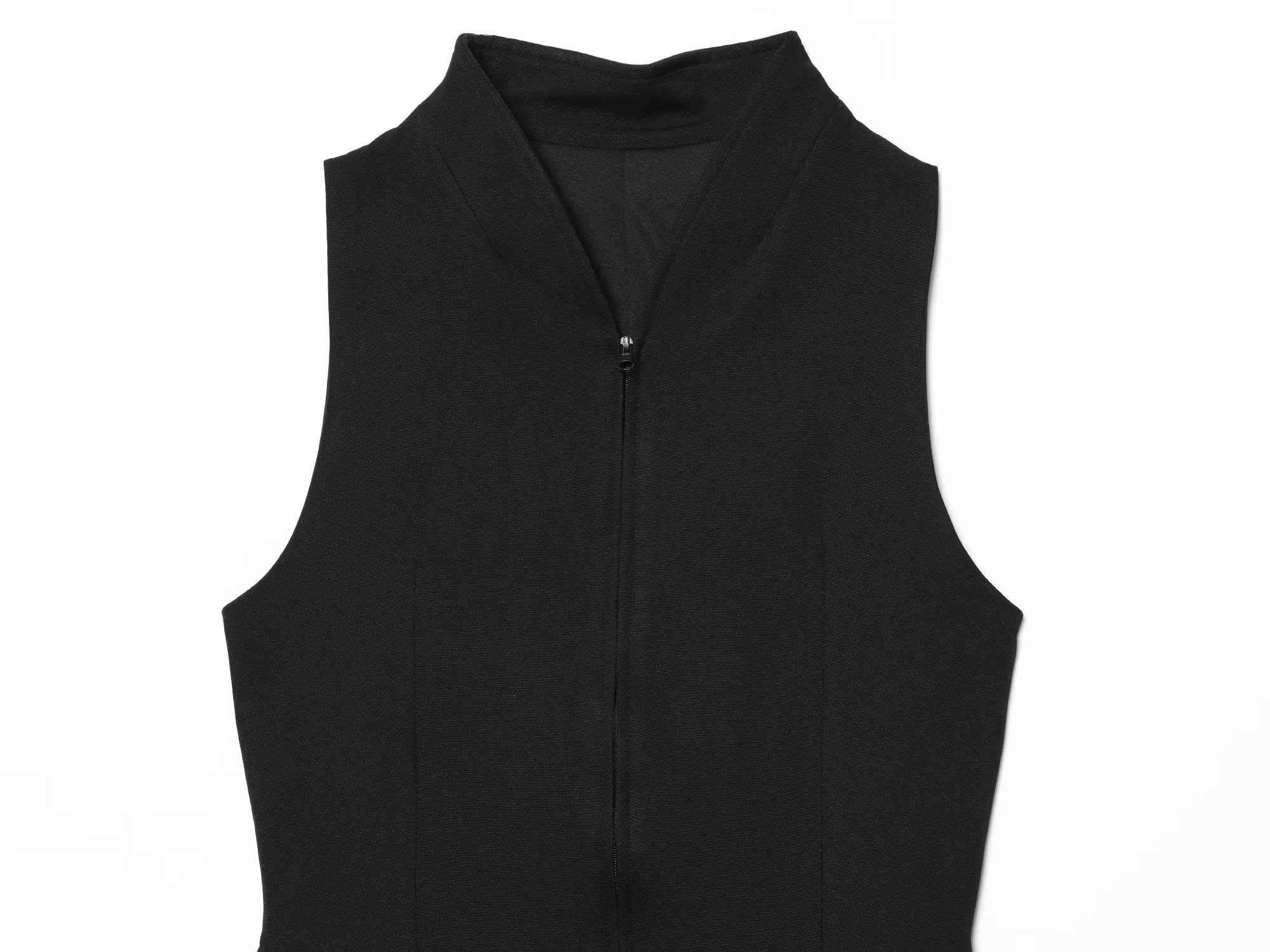 Gilet sans manches pour femme - Haut peplum ajusté à col en V, gilet décontracté à fermeture éclair sur le devant, nouvelle mode été 2026 noir