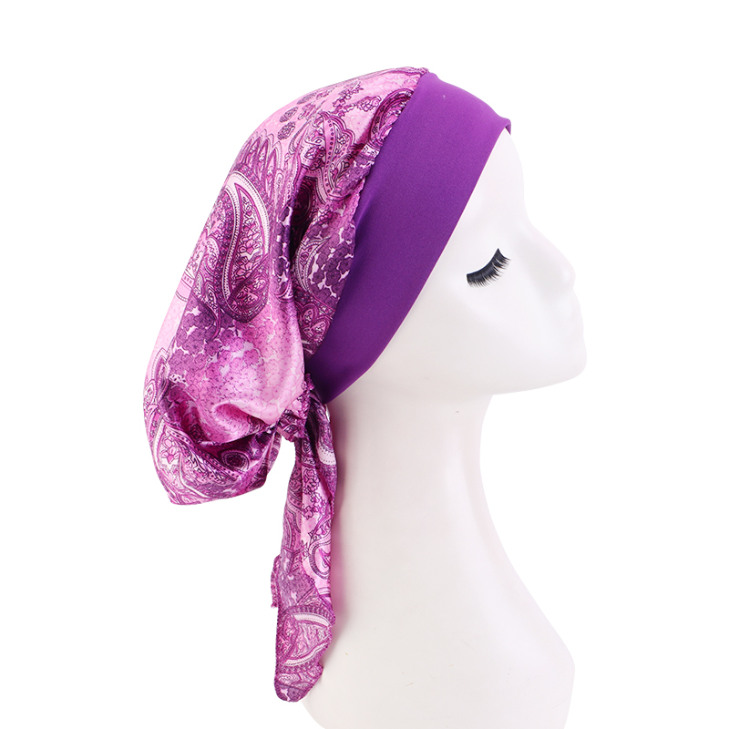 Turban imprimé en Satin pour femmes musulmanes, bandeau élastique, couvre-chef extensible, bonnet de chimiothérapie, intérieur, Turban, nouvelle collection