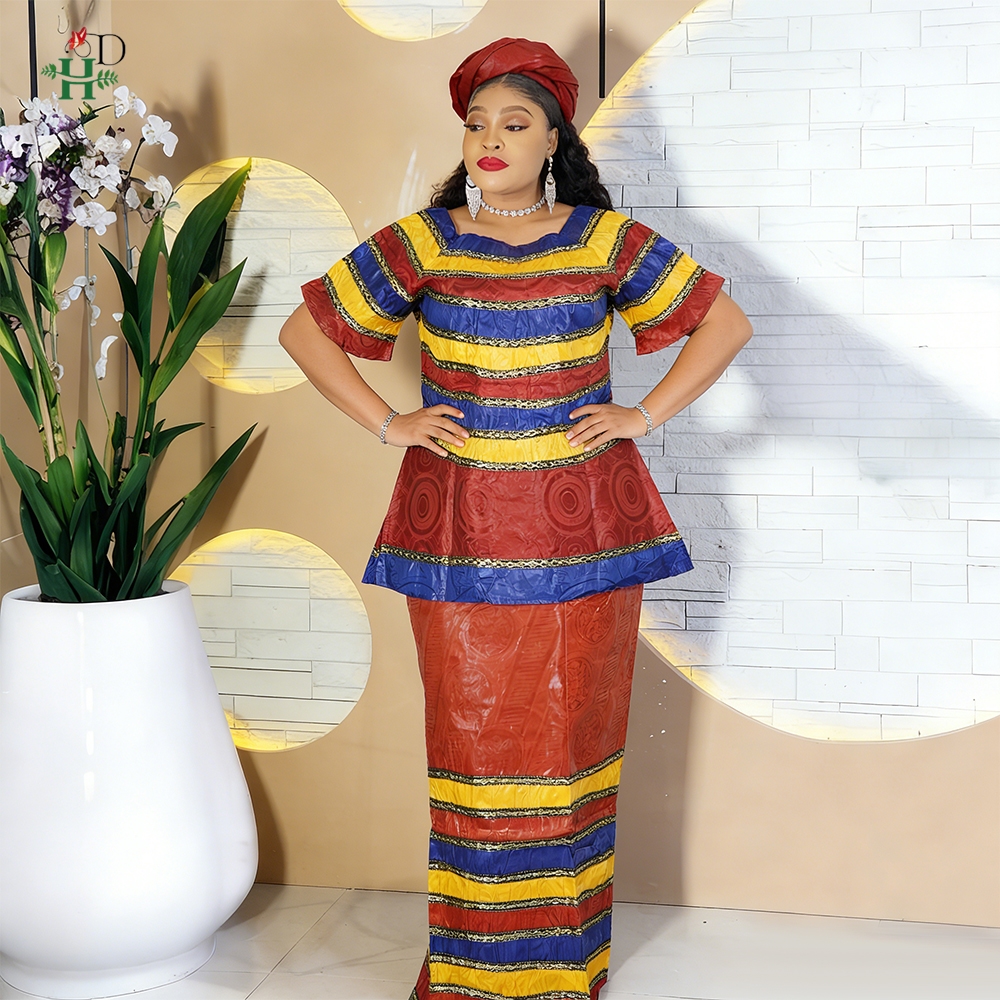 Robes africaines H&D pour femme, robe turque brodée, ensembles 2 pièces, robes traditionnelles Bazin Africain en solde