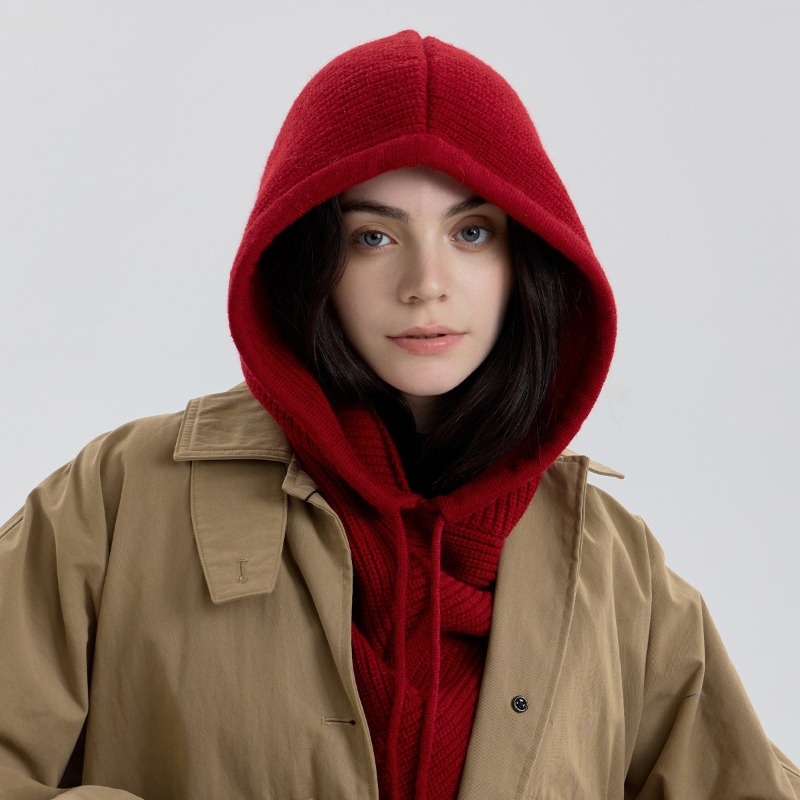 Cagoule d'hiver pour femmes, écharpe tricotée à capuche, casquette chaude d'extérieur, une pièce, col de cou, chapeaux pour filles