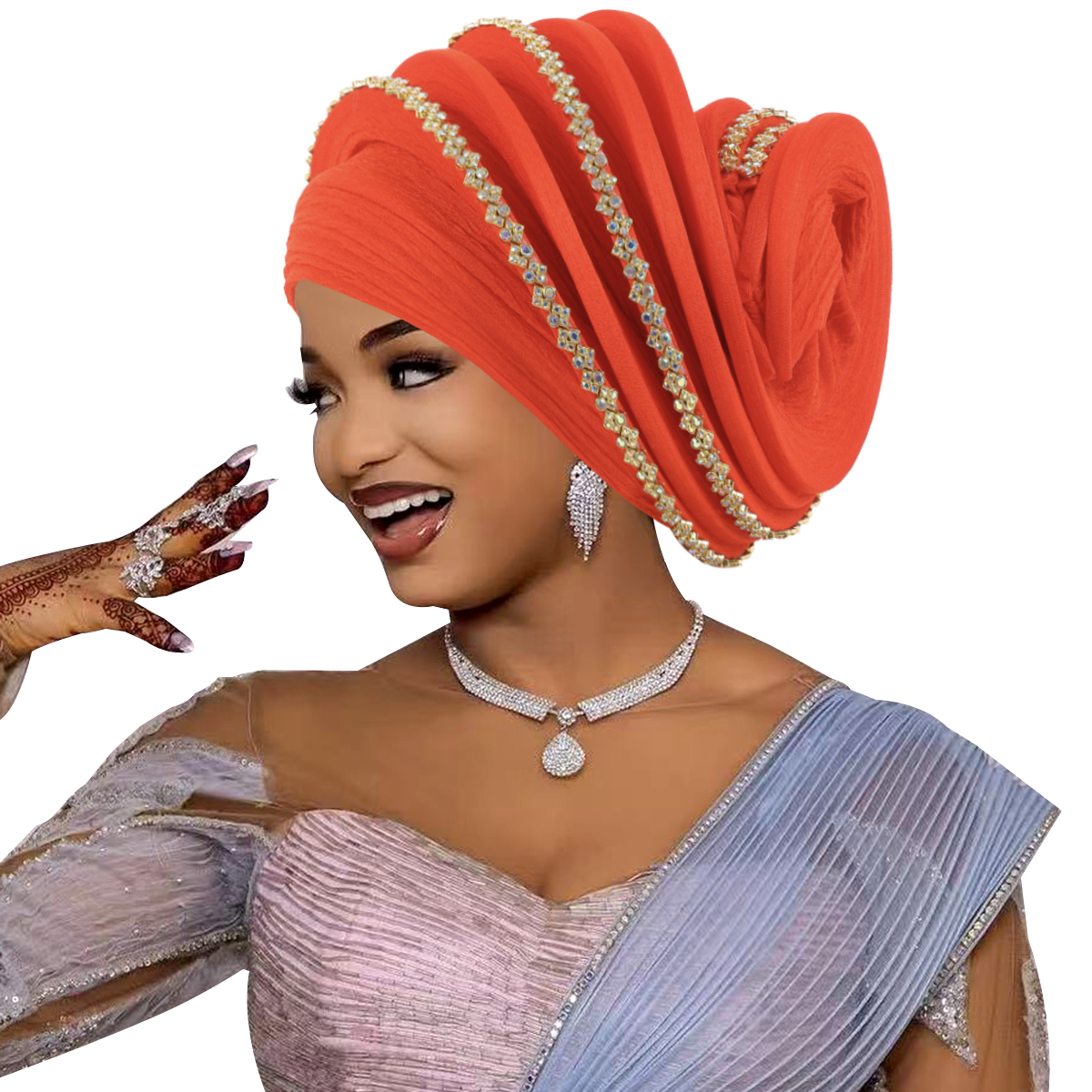 Turbans spirale de luxe en diamants pour femmes, foulards africains, bonnets turban pour femmes, coiffes nigérianes, Gele pour mariage et fête