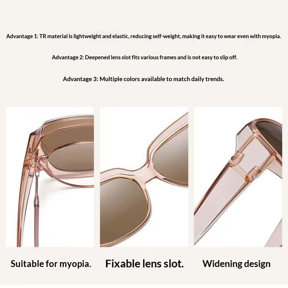 Lunettes de soleil tendance à porter sur les lunettes de vue – Hommes Femmes Vintage Anti-éblouissement Protection UV400 Lunettes carrées à porter sur les lunettes de vue pour la conduite 2 pièces