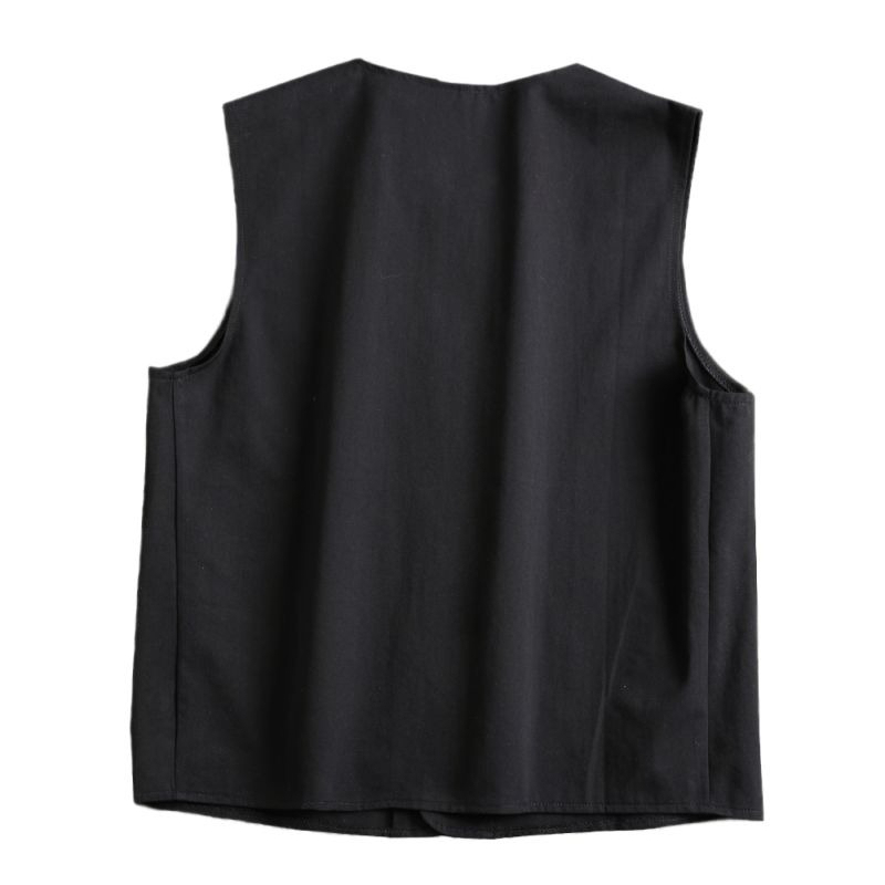 Gilet décontracté japonais pour hommes, Style de vêtements de travail rétro, détail de poche 100% coton, coupe ample pour les travaux en plein air et au café