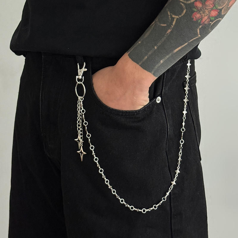 Pendentif chaîne vintage pour jean, porte-clés ceinture HipHop Goth pour hommes et femmes