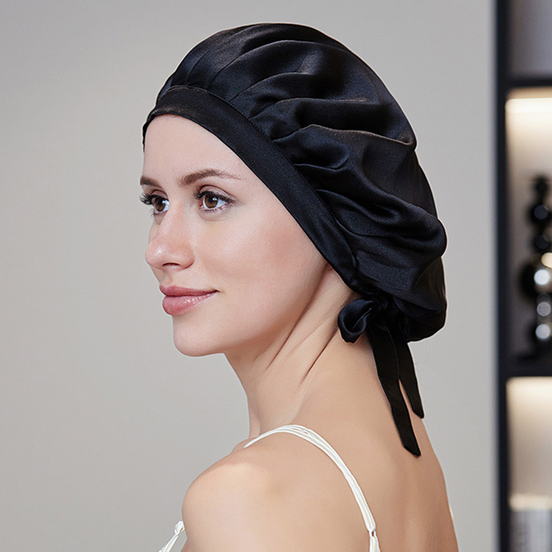 100% Bonnet en soie pour femmes, Turban en soie de mûrier pour cheveux, Bonnet de nuit, perte de cheveux, sommeil naturel, Pure soie, bandeau pour cheveux