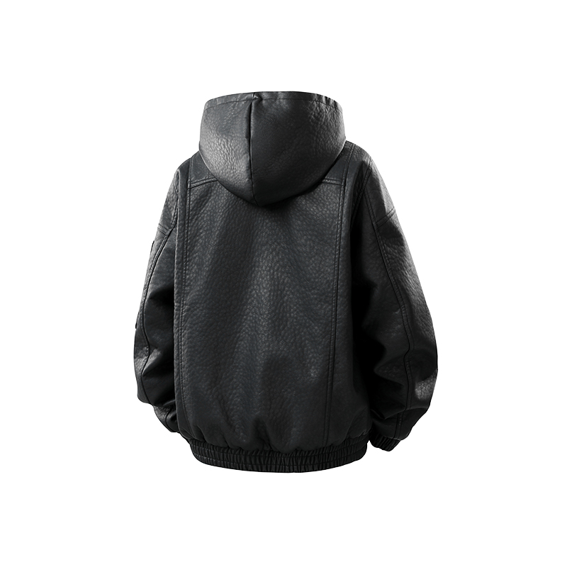 Veste en cuir à capuche décontractée pour hommes, chaud d'hiver, marque de qualité, veste de Locomotive en Faux cuir PU, manteau de moto en polaire épaisse