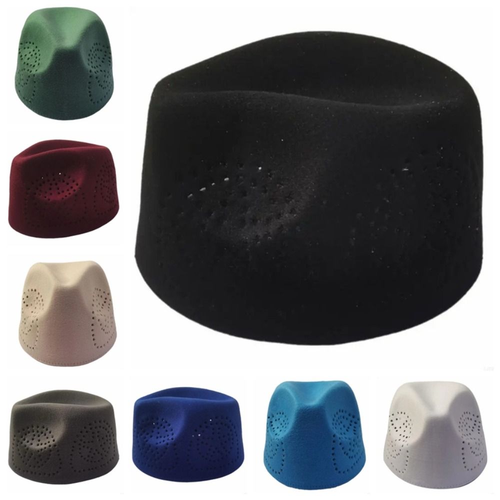 Nouveau tissu casquettes de prière doux respirant Taqiyah chapeau évider ethnique Festival casquettes culte