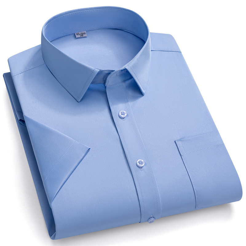 Nouvelles chemises pour hommes à manches courtes, chemises habillées pour hommes, coupe slim, chemise sociale, chemisier de bureau, chemise blanche avec poche, vêtements pour hommes, tailles S-7XL