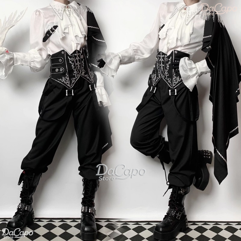 Costumes Ouji Jirai Kei, style japonais, tenue de cour, chemise et short unisexe Lolita Prince, haut vintage à manches longues, tenue de palais