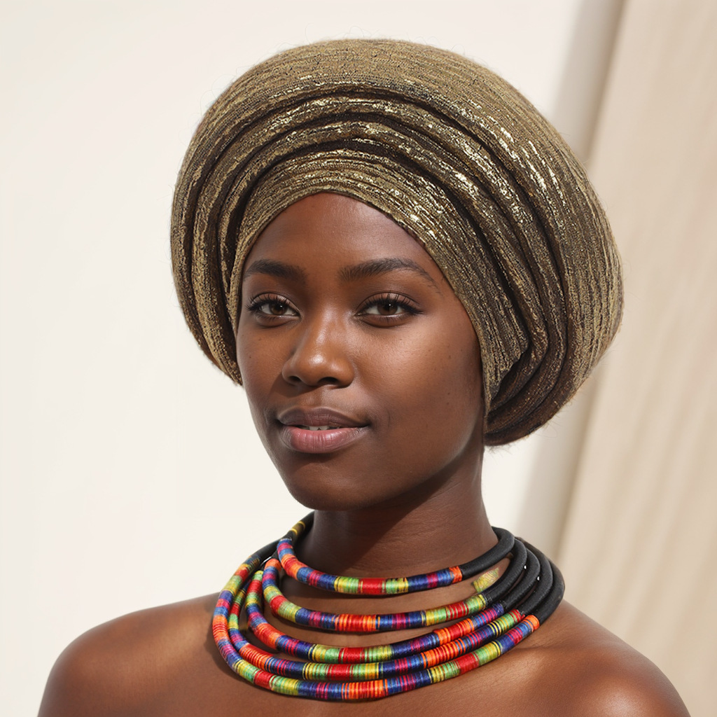 Turban Africain à Paillettes pour Femmes Musulmanes, Écharpe de Sauna, Bonnet Nigérian, Couvre-Chef, ixde Mariage, Cravate