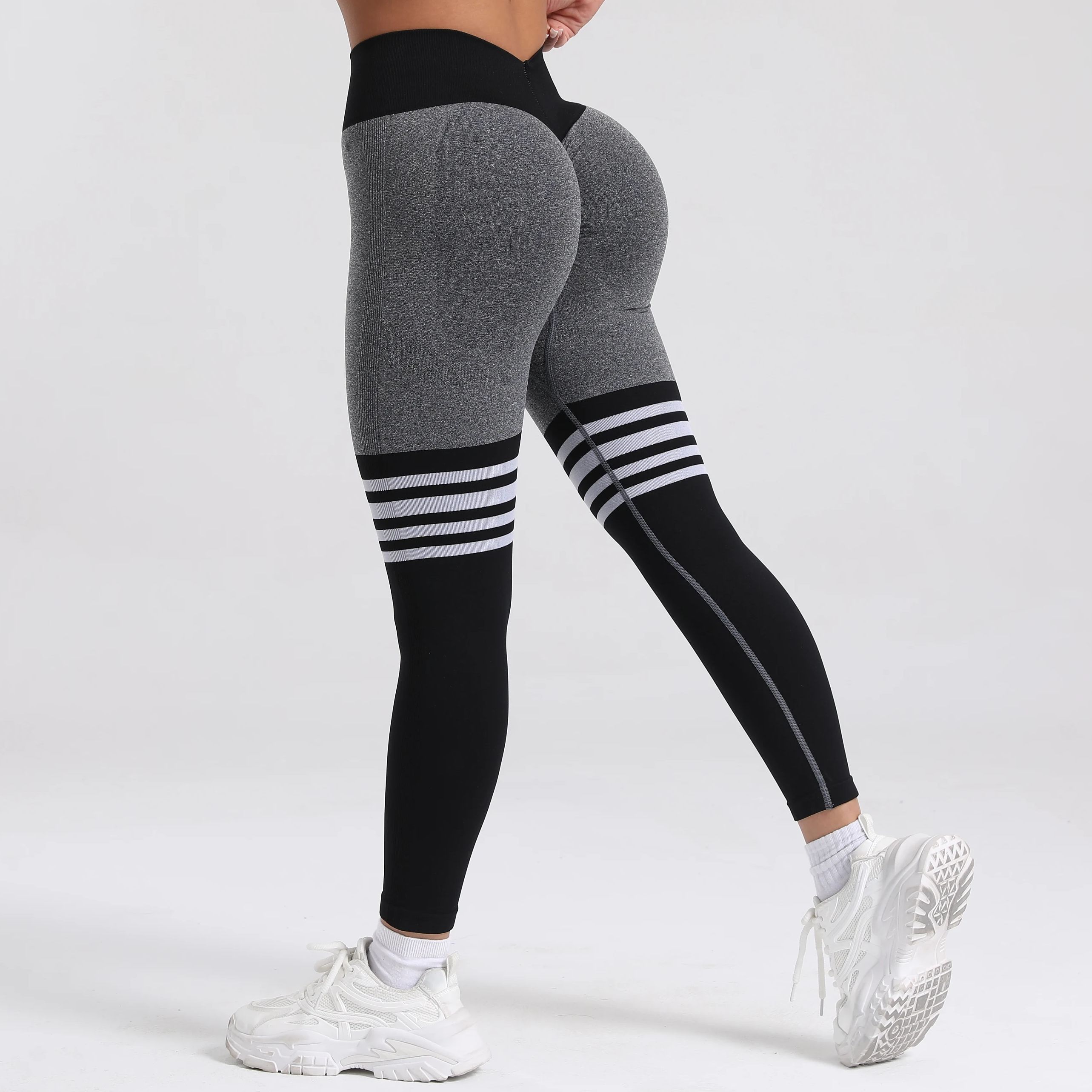 Femmes V dos ligne Leggings gymnastique Fitness athlétique entraînement élastique Leggins bout à bout Yoga pantalon sport entraînement collants S-XL