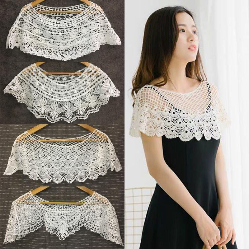 Châle en dentelle ajourée pour femme, idéal pour mariage, soirée, ou comme cape poncho, motif tournesol