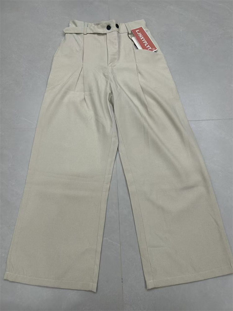 Pantalon droit froissé à jambes larges pour femmes, Style de transport, bas de printemps pour filles, Baggy, taille haute, ample
