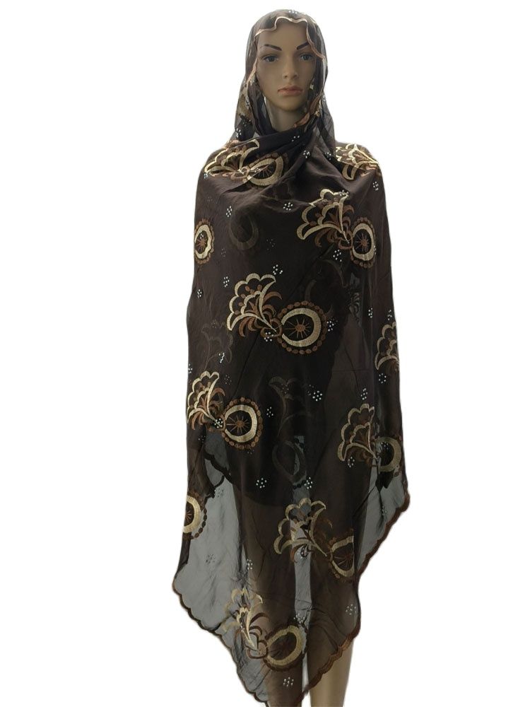 Derniers modèles de hijabs islamiques en mousseline africaine, foulards brodés de Dubaï, foulards Kashkha de Dubaï, châles musulmans africains en coton de bonne qualité