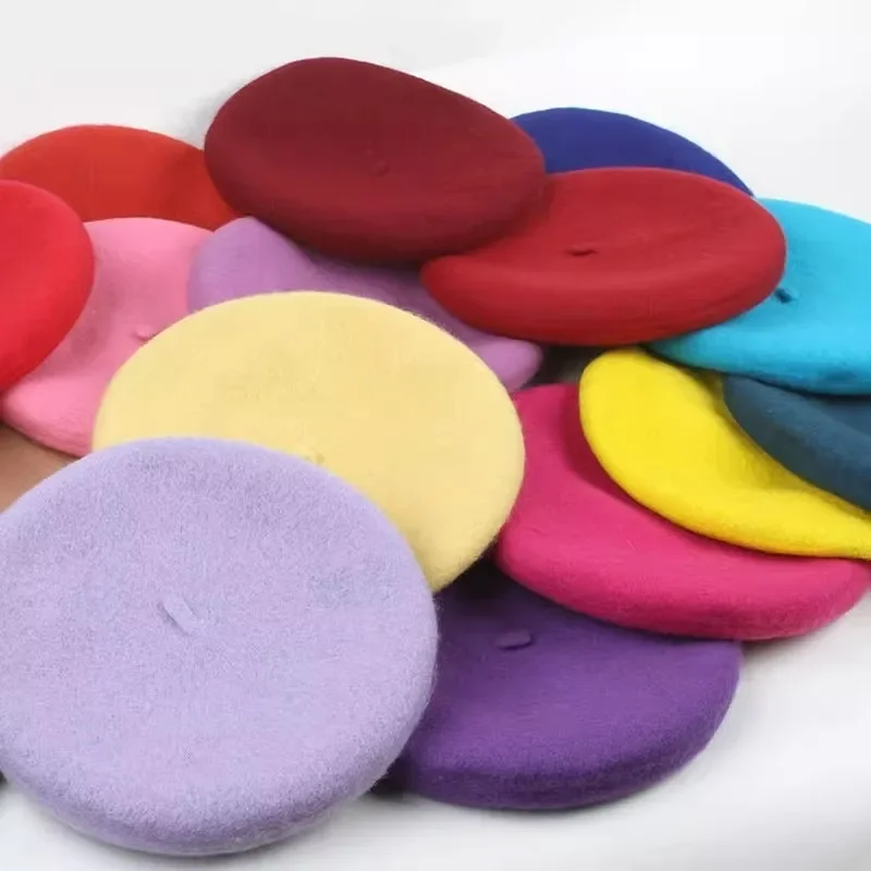 Bérets en laine rétro élégants pour femmes, Style artiste français, bonnet chaud d'hiver, béret uni, couleur unie, casquettes d'automne assorties