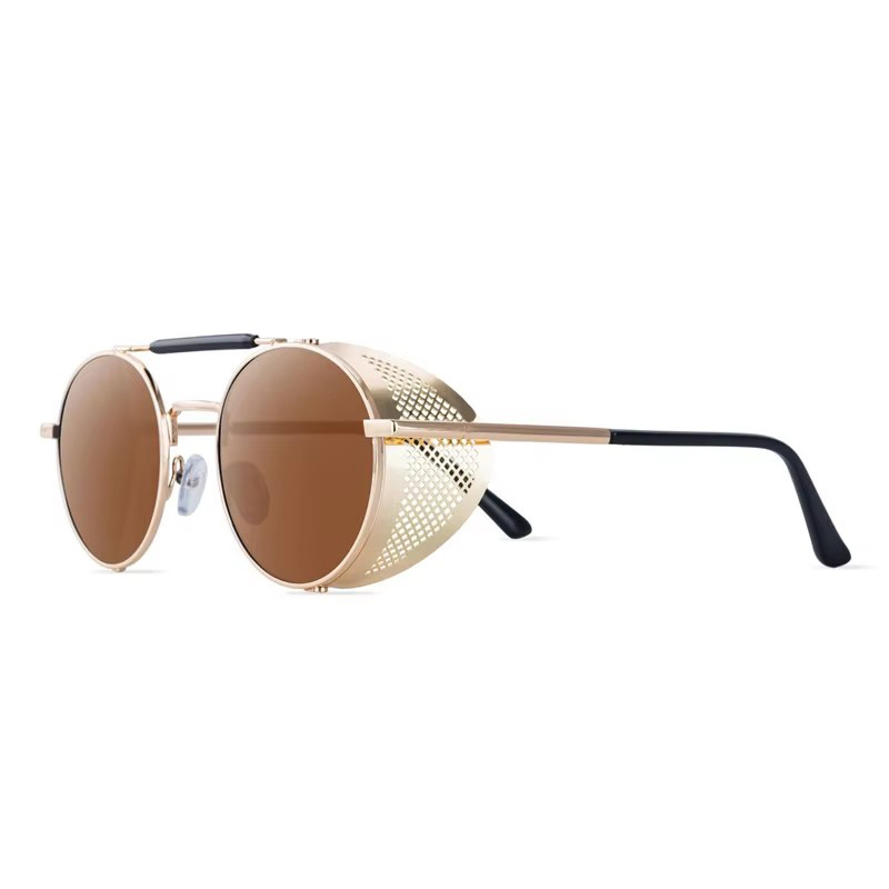 Lunettes de soleil rondes Steampunk pour hommes et femmes, en métal, Design de marque, Vintage, haute qualité, UV400 Gafas, nouvelle collection
