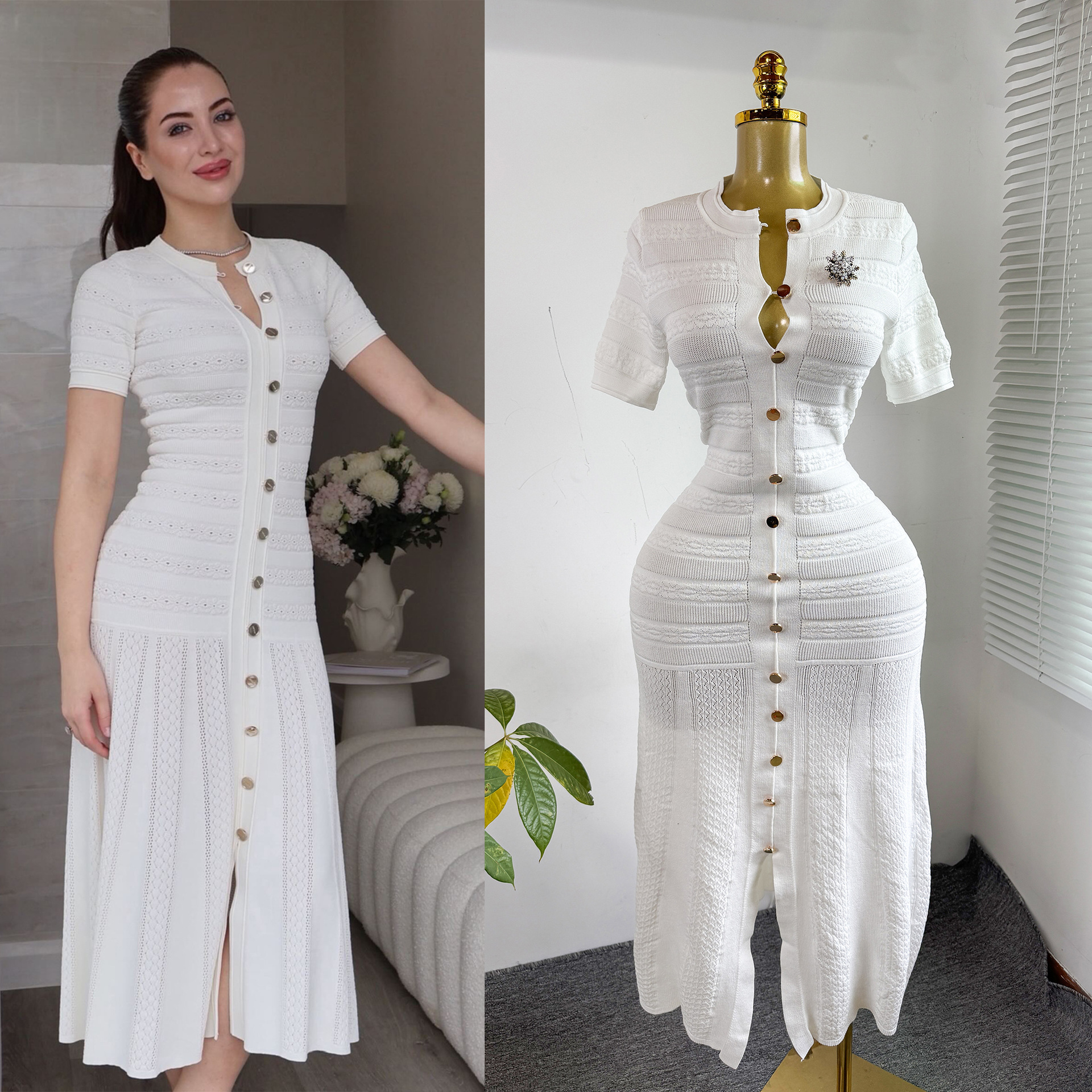 Robe longue pour femme, style Y2K streetwear, col rond, manches courtes, moulante, sexy, élégante, pour soirée, travail, 2026