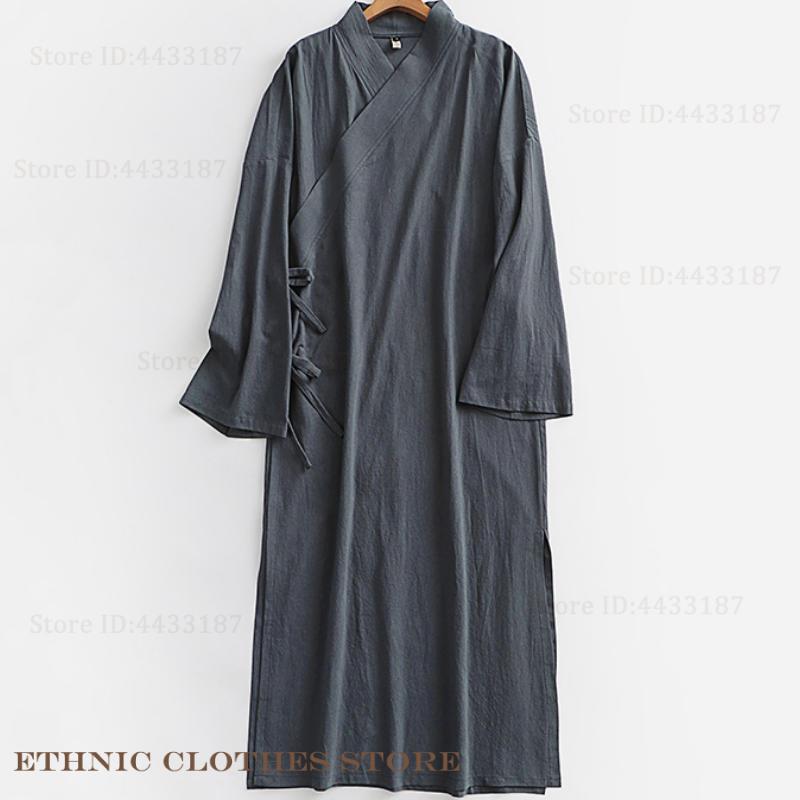 Cardigan Kimono grande taille pour hommes, Yukata Haori, peignoir Long, vêtements traditionnels japonais, ample, en coton et lin, Costume de samouraï