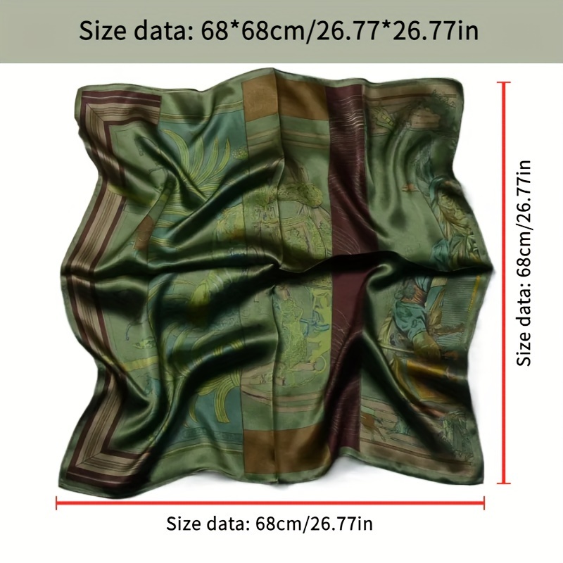 Écharpe en Satin doux pour femmes, Style Vintage, écharpe carrée verte polyvalente, châle léger, coupe-vent, Protection solaire, bandeaux