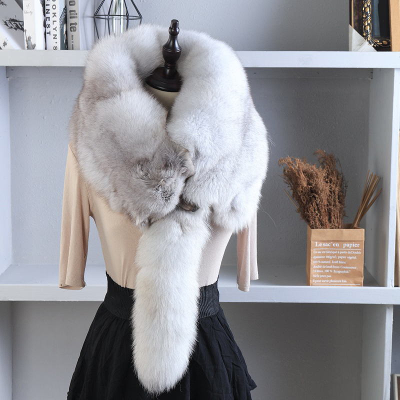 Écharpes de luxe 2026 en vraie fourrure de renard pour femme, col rond en fourrure de renard naturelle entière, chaudes et douces, écharpe authentique en vraie fourrure de renard pour l'hiver