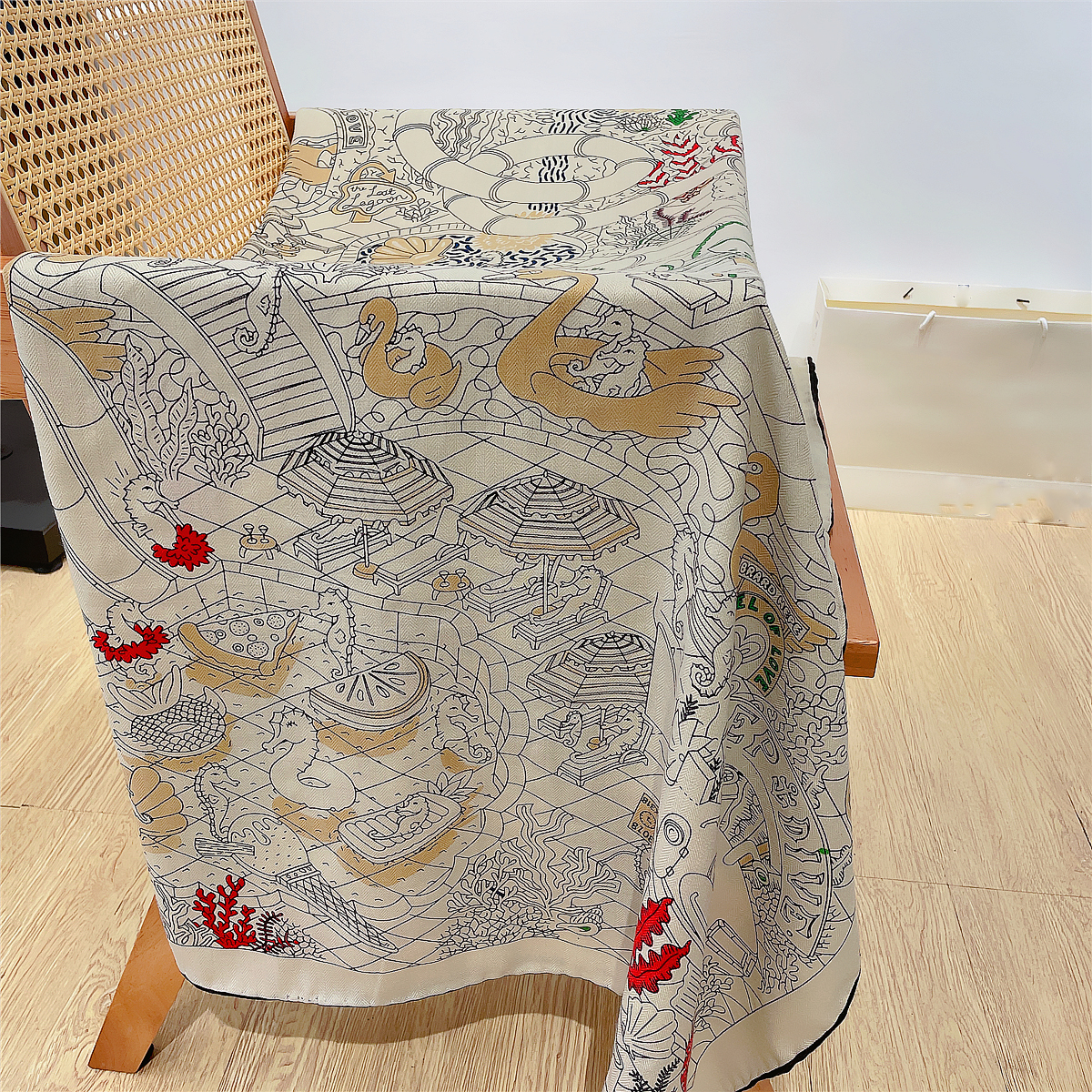 Écharpe thermique en cachemire pour femme, châles roulés à la main, écharpes carrées à imprimé aquarium, enveloppes bandana, grands hijabs, hiver, 130cm
