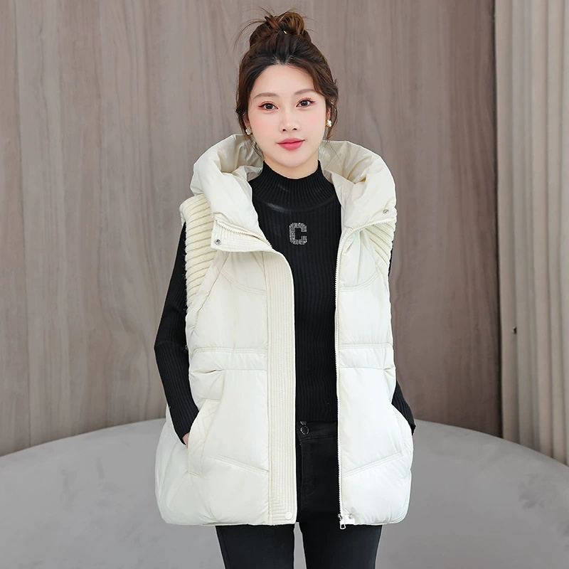 Hiver vers le bas coton gilet veste femmes 2025 nouvelle veste à manches à capuche Parkas chaud gilet manteau femme gilet pardessus dames hauts