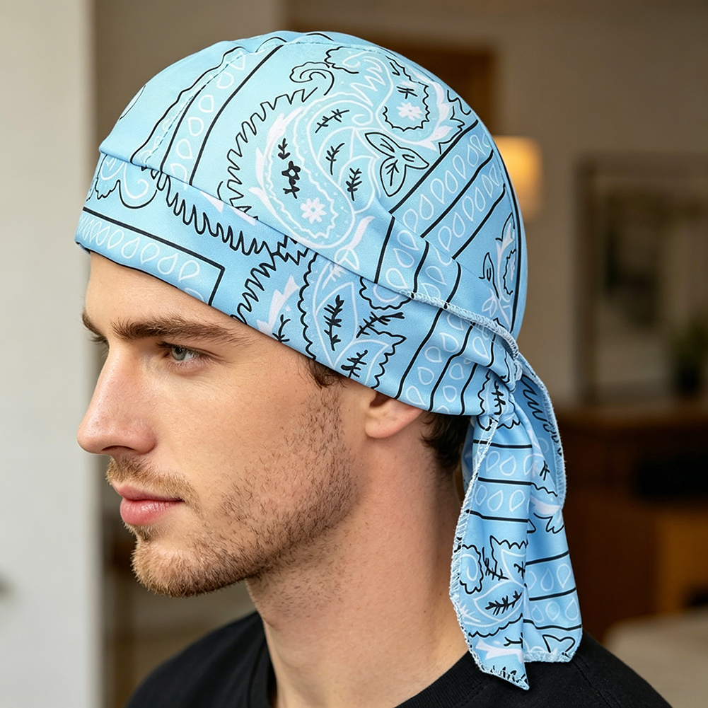 Casquette Bandana Hip-Hop Paisley Rafraîchissante avec Imprimé Numérique et Liens Ajustables – Idéale pour l'Été, les Danseuses de Rue et les Compétitions
