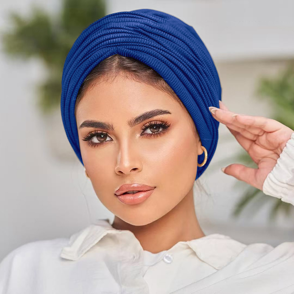 Foulard fileté de couleur unie, conception enveloppée d'une haute élasticité, adapté à diverses circonférences de tête