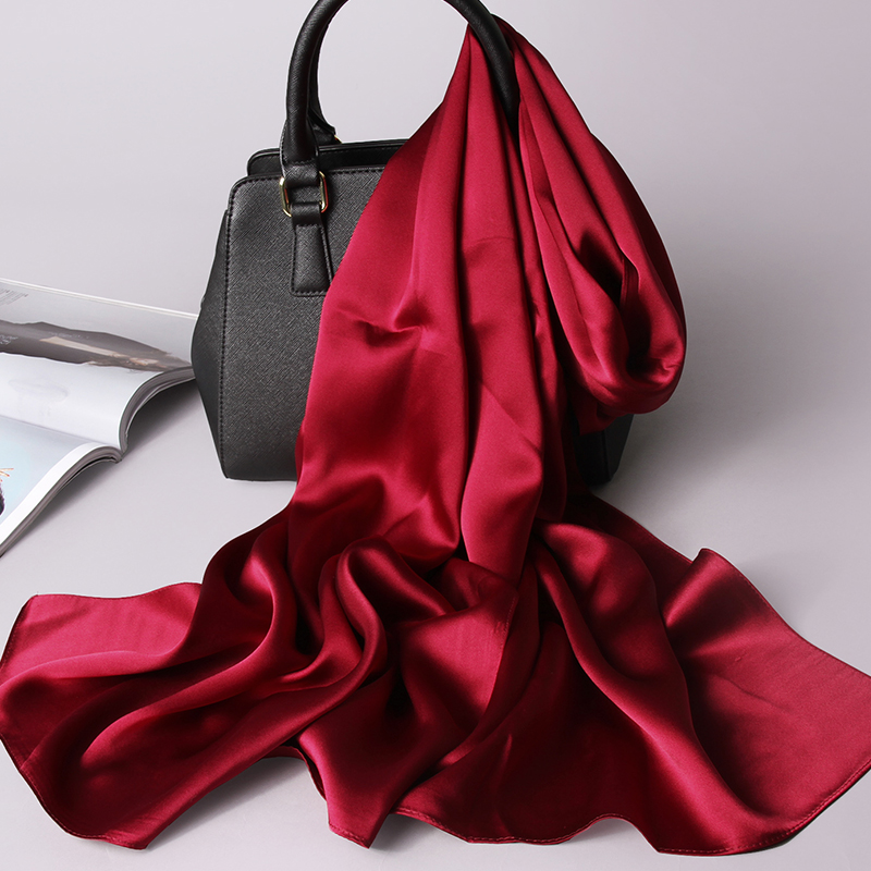 Foulard Long en soie naturelle pour femmes, châle de luxe, en Satin, Bufanda,foulard en soie,foulard cheveux