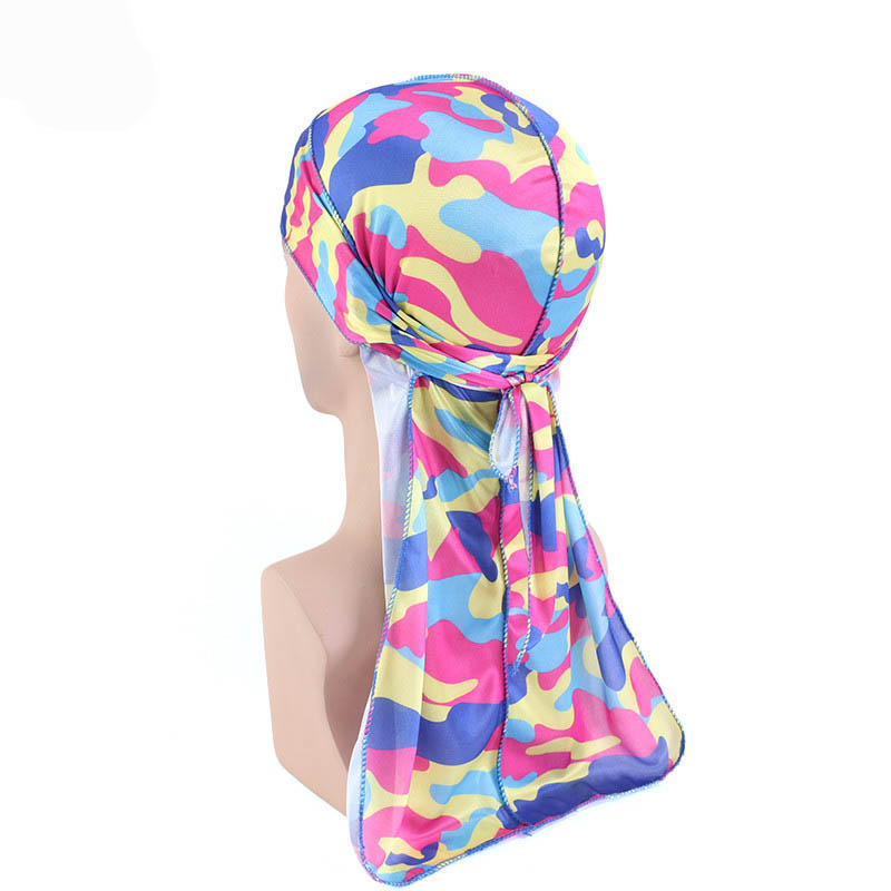 Foulard unisexe long imitation soie, Doo Rag musulman, Chapeau de pirate, Durag, Bonnets chimio camouflage, Chapeau crâne, Turban, Bandeau pour cheveux, Bandanas
