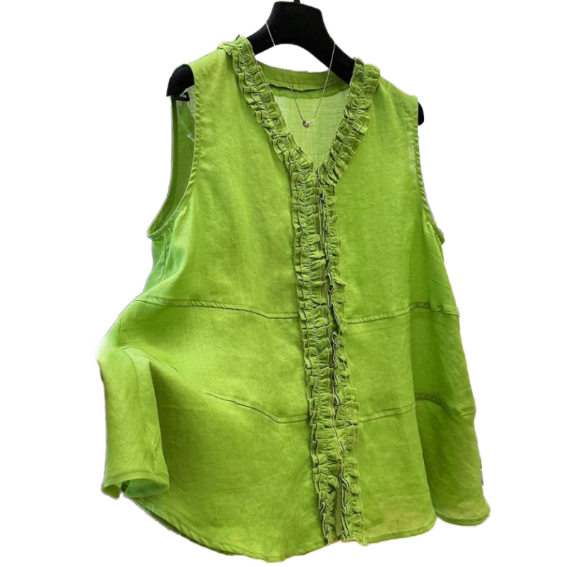Chemise ample et unie pour femmes, vêtements d'été décontractés, mode, col rond, plis, manches courtes, haut français polyvalent, pulls Y2k