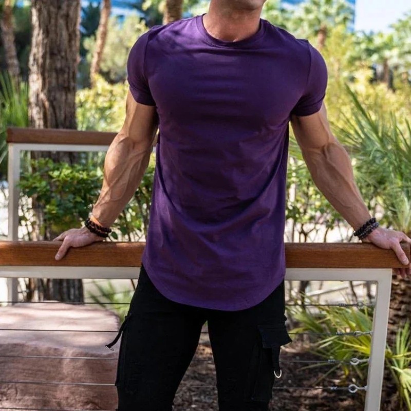 T-shirt de fitness pour hommes, T-shirt d'été à manches courtes pour entraînement athlétique, T-shirt en coton de haute qualité pour hommes, T-shirt de sport pour la salle de sport