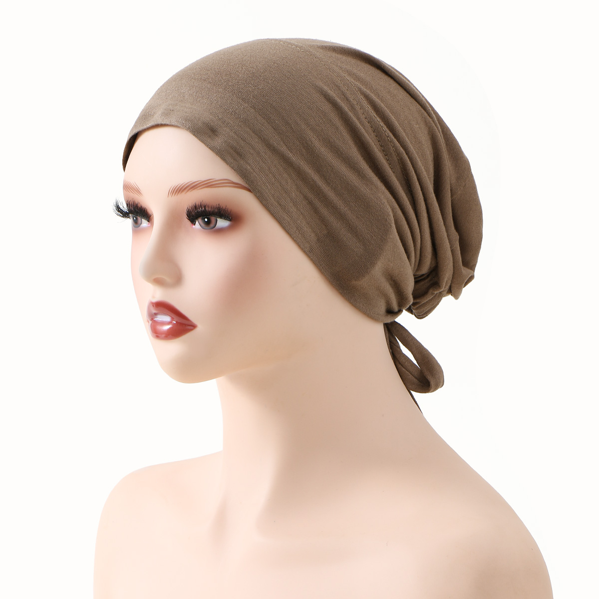 Bonnet de hijab en coton modal antidérapant pour femmes, turban tube uni, élastique à nouer à l'arrière, bonnet de cheveux musulman, bandana hijab en jersey