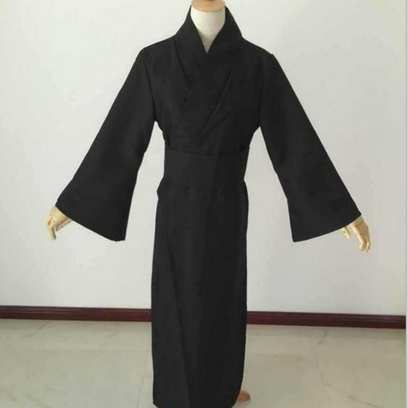 Vêtements de samouraï noirs classiques pour hommes, sous-vêtements respirants, Robe Kimono traditionnelle japonaise Cosplay Yukata, pyjama pour la maison, peignoir F30