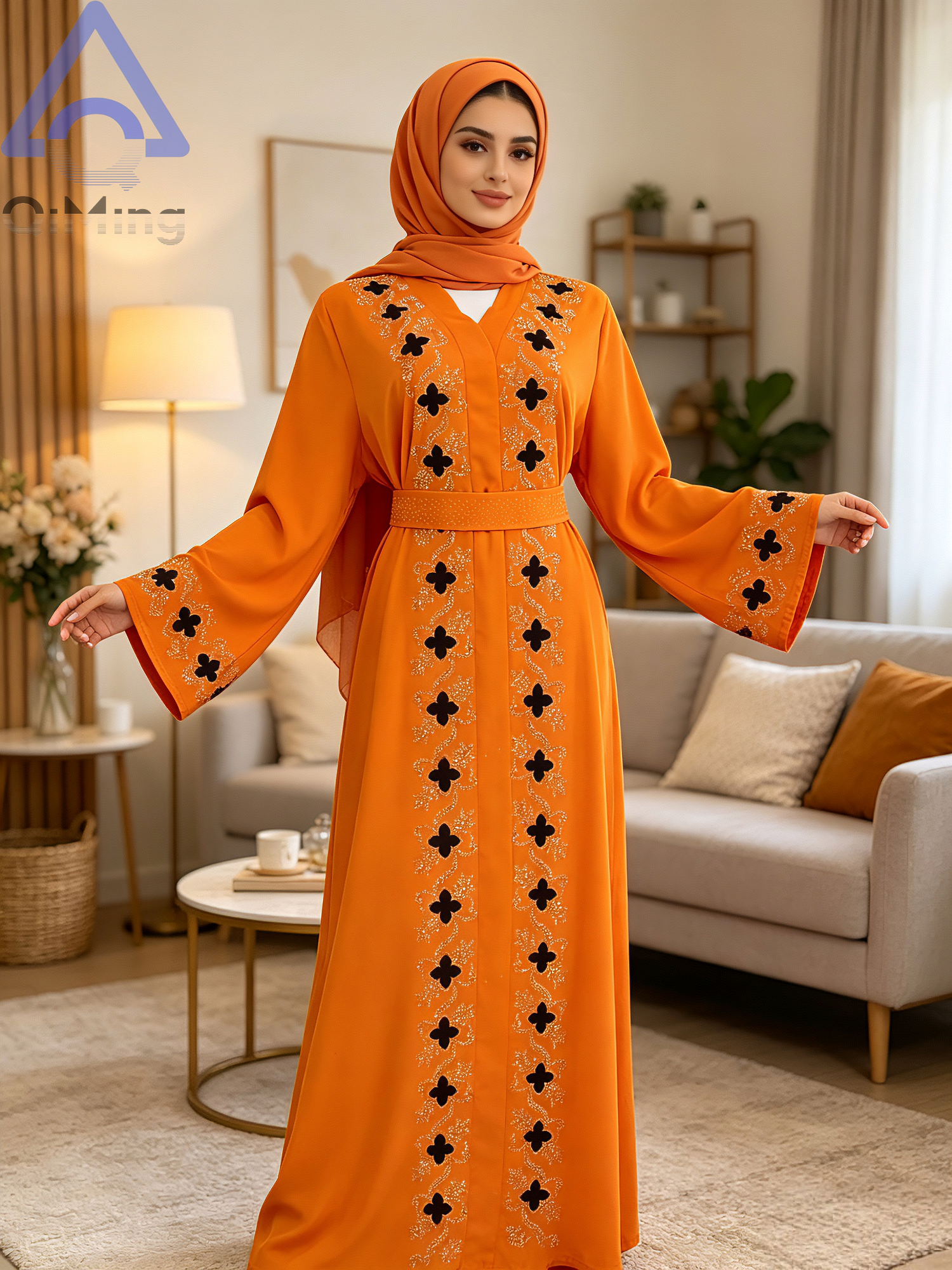 Robe Abaya Florale Fermée pour Femme Musulmane avec Ensemble Hijab, Luxe de Dubaï, Robes Arabes du Ramadan, Tenue de Prière Islamique Malaisienne