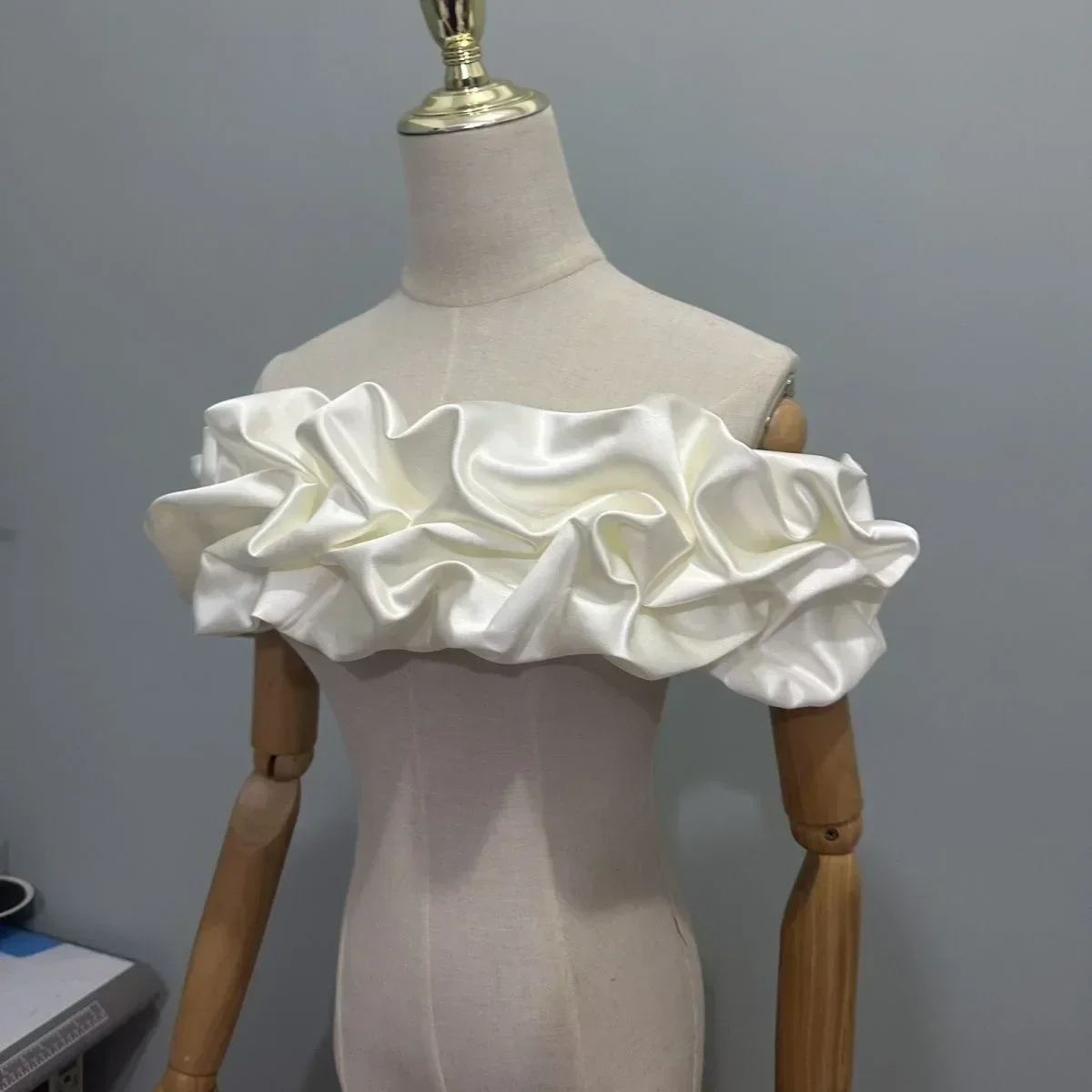 Châle de mariée en Satin à une épaule, couvrant les seins latéraux, à bretelles, pour robe de soirée, écharpe, accessoires pour robes de mariée