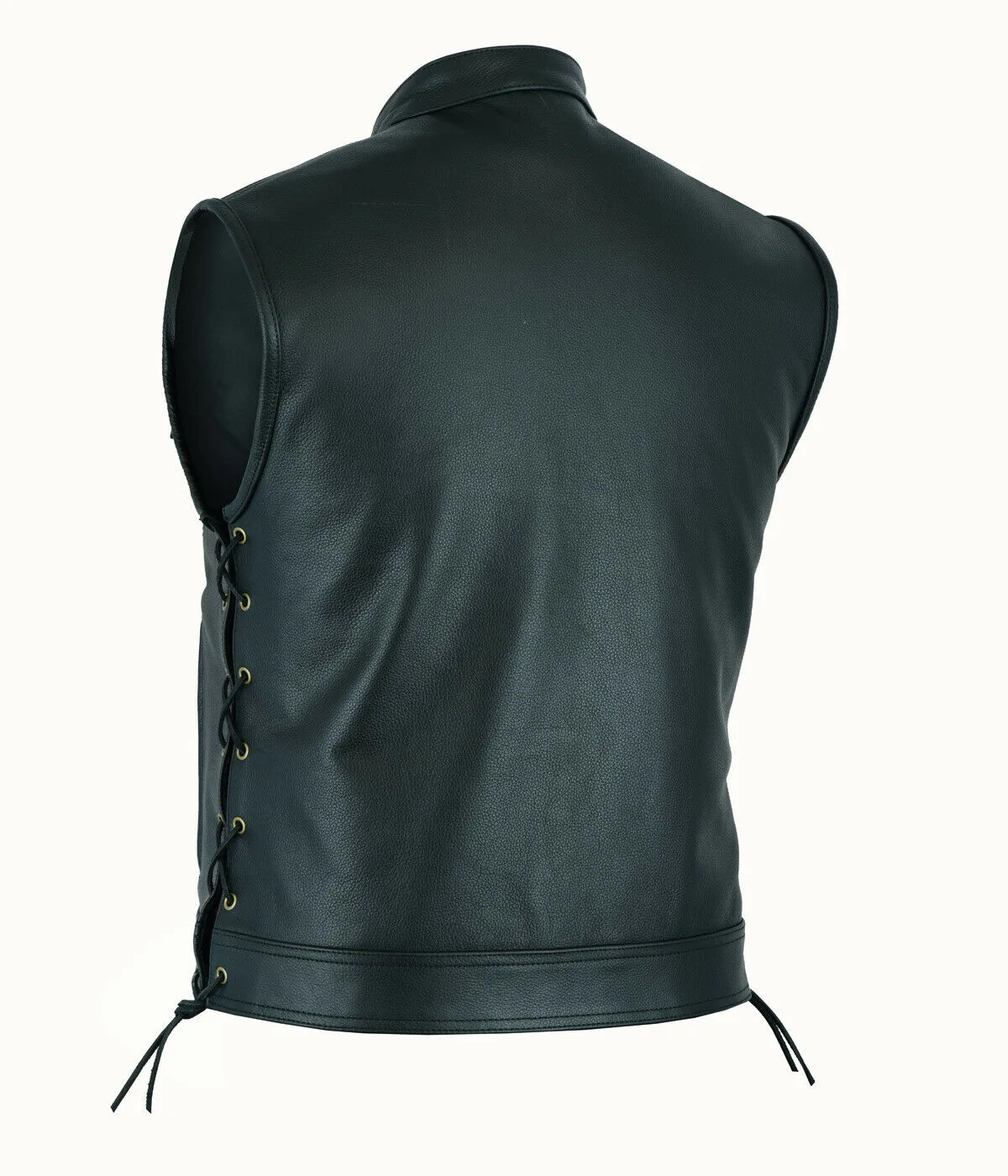 Gilet en cuir Punk mode manteau décontracté moto gilet hommes solide gilet flotte