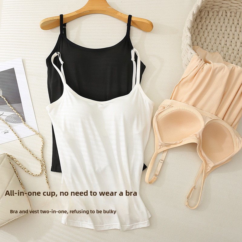 Débardeur Camisole Grande Taille 3XL en Modal pour Femmes (45-85kg) avec Bonnets Intégrés et Rembourrage Poitrine – Sous-vêtement Extérieur Confortable à Porter Seul