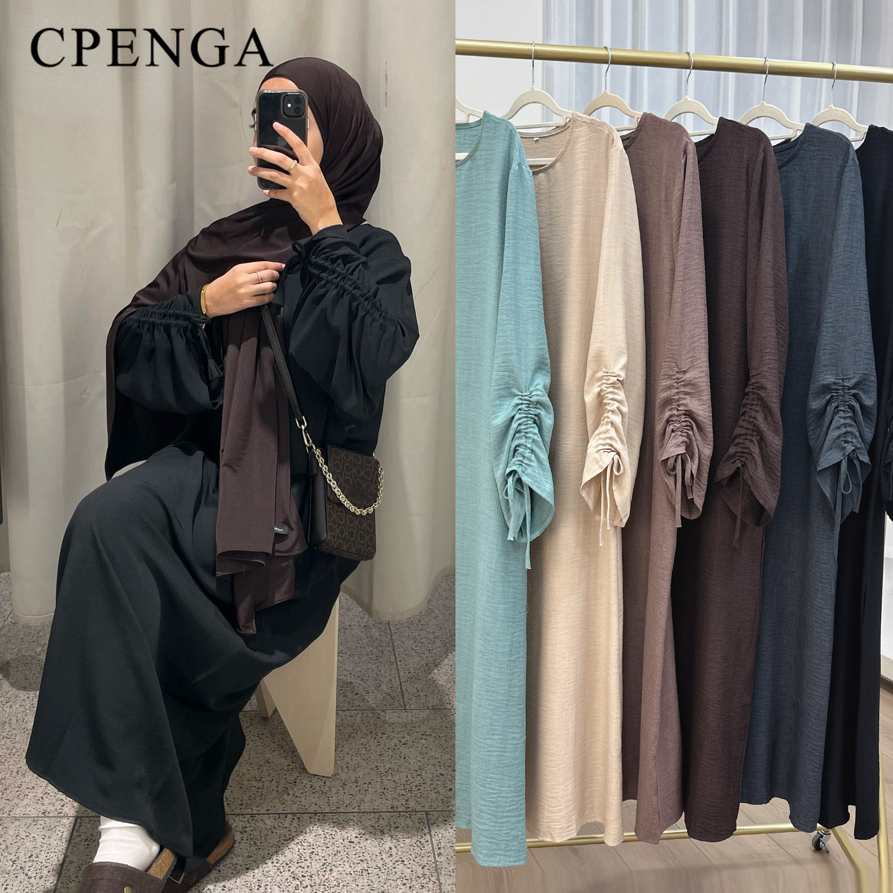 Robe modeste pour femmes musulmanes, arabie saoudite, Eid dubaï, Abaya uni, fête de vacances islamique, couleur unie, turquie, poignets à lacets, vêtements longs, 2024
