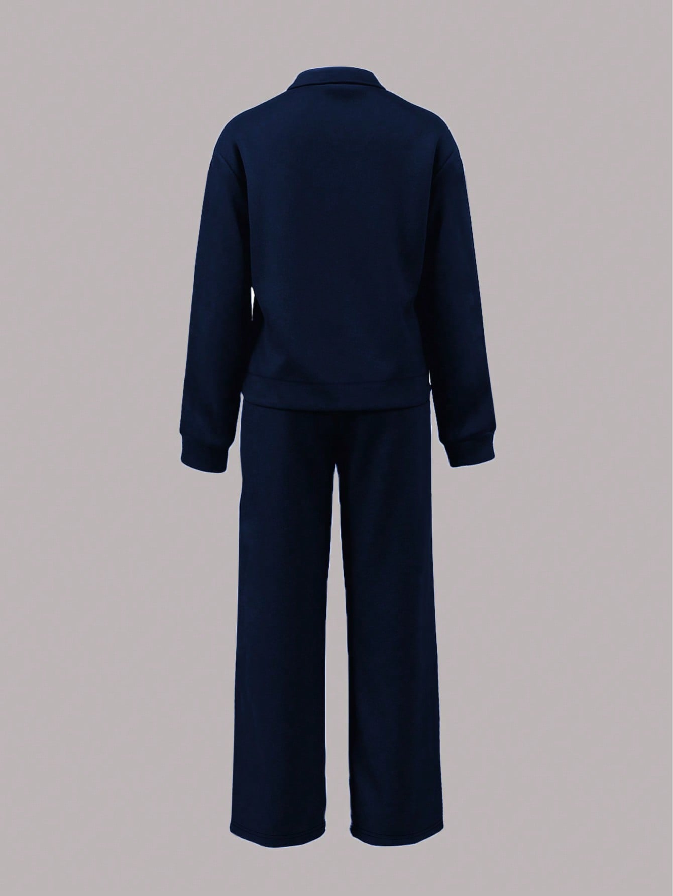 Ensemble décontracté pour femme : veste à manches longues confortable et ample avec coutures contrastées + pantalon droit rayé contrastant, ensemble deux pièces