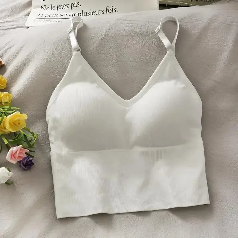 Soutien-gorge intégré pour femmes, haut court, sexy, nouveau, 2024