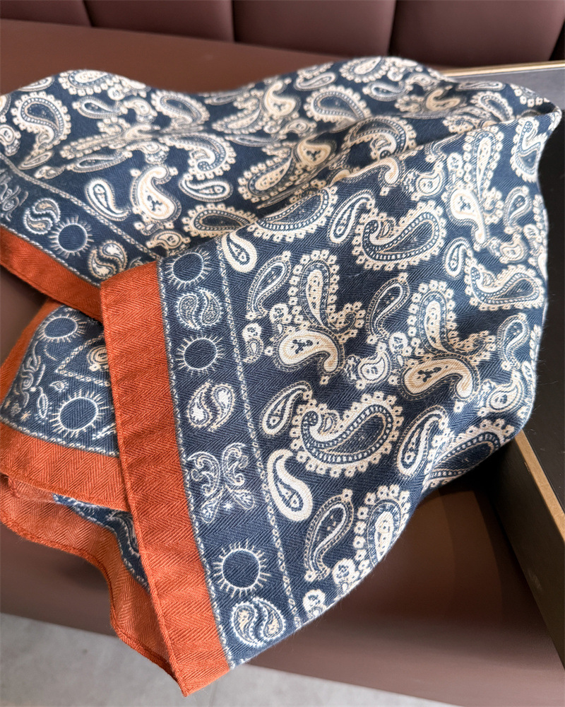 Écharpe de cou en coton et lin imprimé noix de cajou pour femmes, Foulard carré pour cheveux, bandeau, châles, enveloppes, Foulard Bandana